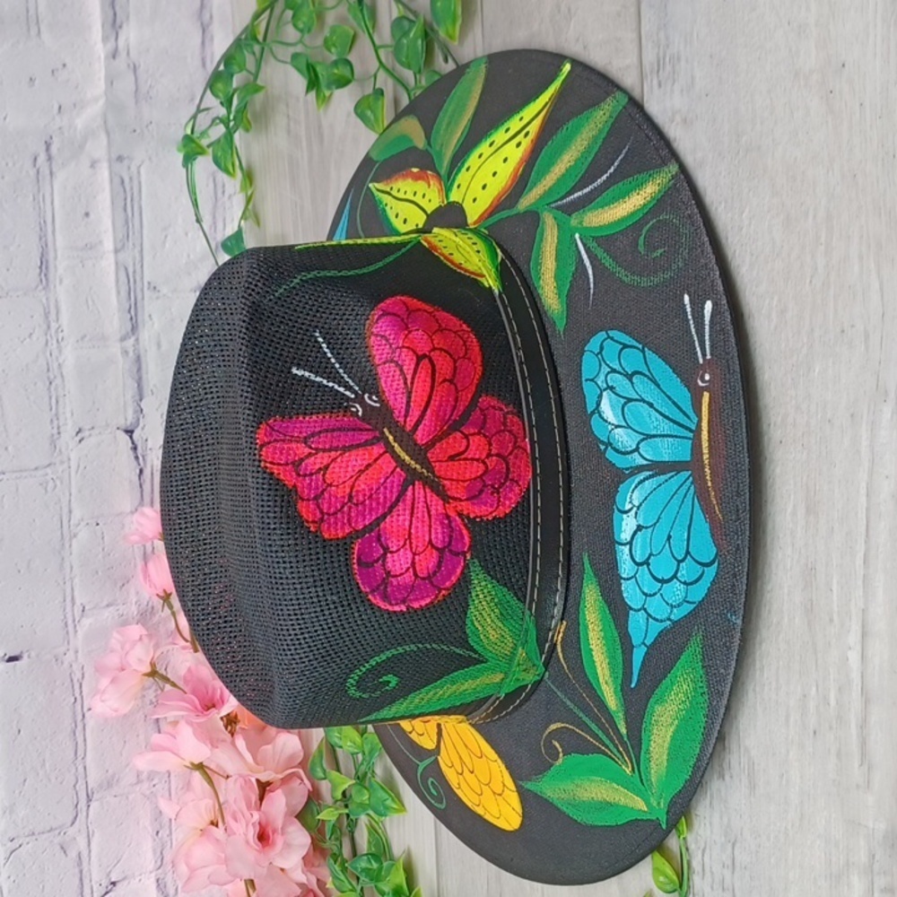 Hand Painted In Mexico Straw Hat NEW - Picture 2 of 6